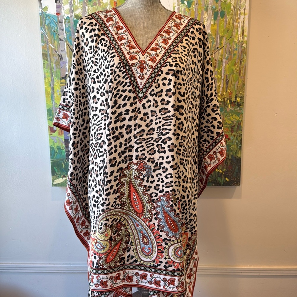 GYPSIE BLU ANIMAL PRINTED BROWN POLYESTER SWIMSUIT TUNIC COVERUP ONE SIZE🌟NWT🌟